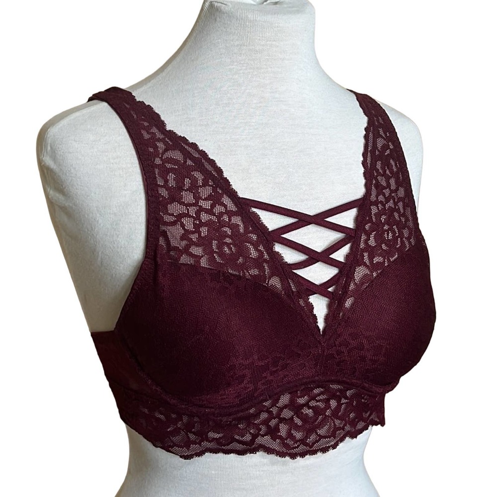 Pink Victoria's Secret Small‎ Burgundy Push-Up Bralette Bra